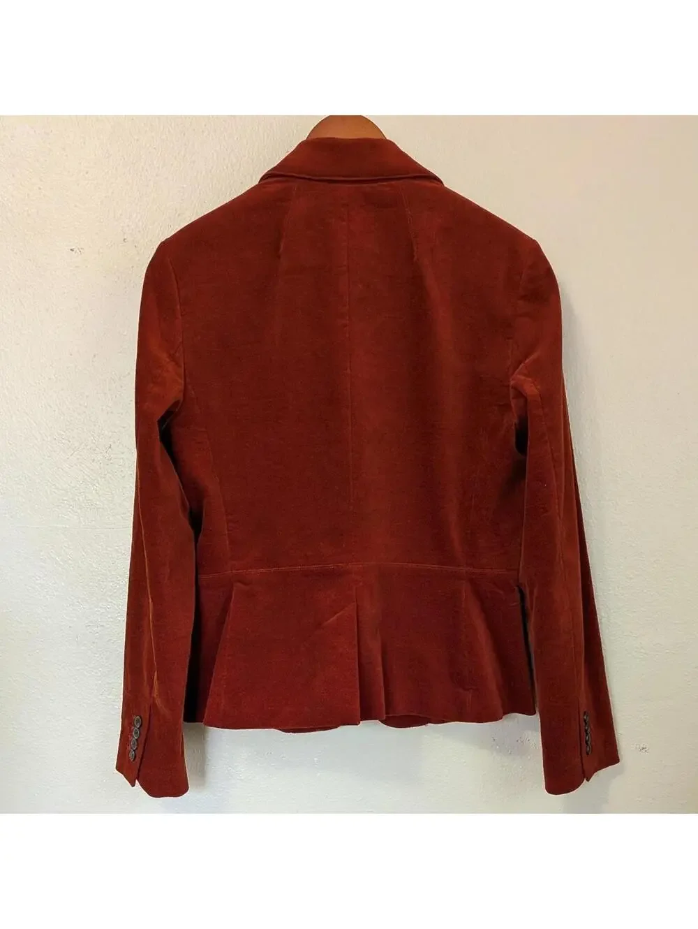 Talbots Rust Velvet Blazer Fitted 70s Inspired Jacket Dark Academia M